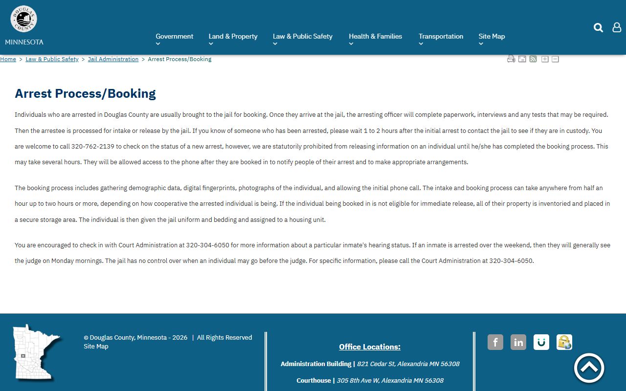 Douglas County jail mugshots booking process and intake records