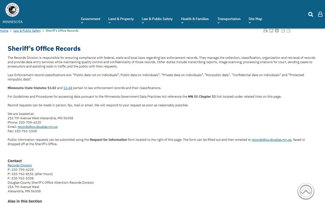 Douglas County inmate records request channels